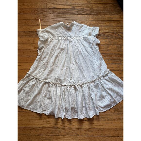 Free People Blouse Womens XS Ivory Stripe Lace Embroidered Baby Blues Tunic - Picture 8 of 8